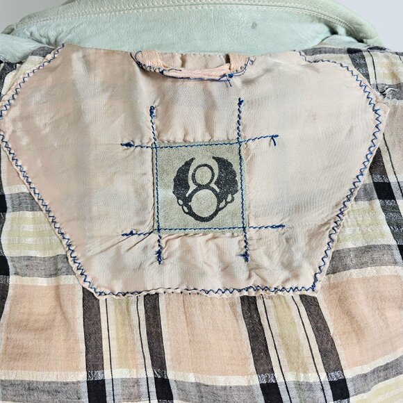 Hettabretz | Archival Goatskin Leather & Linen Paneled Blazer | Made in Italy - Picture 12 of 12